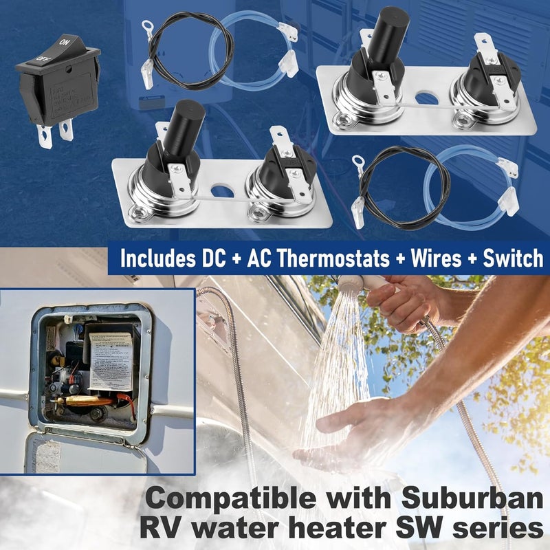 longsure 232306 RV Water Heater Thermostat Limit Switch Kit Compatible with Suburban SW Series, 120V T-Stat/Limit for Suburban SW Water Heater - 2 Pack - Image 5